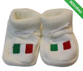 Chaussons bébé brodés drapeau de l’Italie