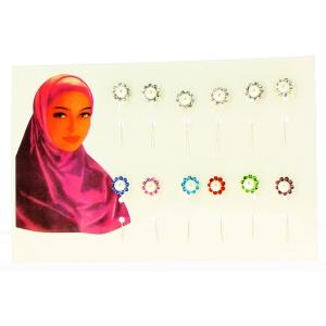 Épingle motif fleuri ornée de strass pour hijab