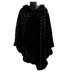 Poncho femme en fausse fourrure ondulée