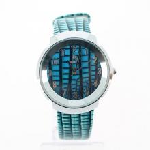 Montre avec cadran transparent et bracelet croco