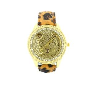 Montre-bracelet avec motif léopard doré