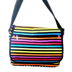 Sac bandoulière besace à rayures multicolores