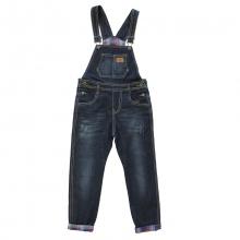 Salopette jeans avec revers carreau