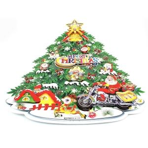 Décoration murale sapin orné et père Noël à moto