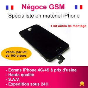 VITRE TACTILE IPHONE 4G/4S (N ou B) + ECRAN LCD SUR CHASSIS + OUTILS 